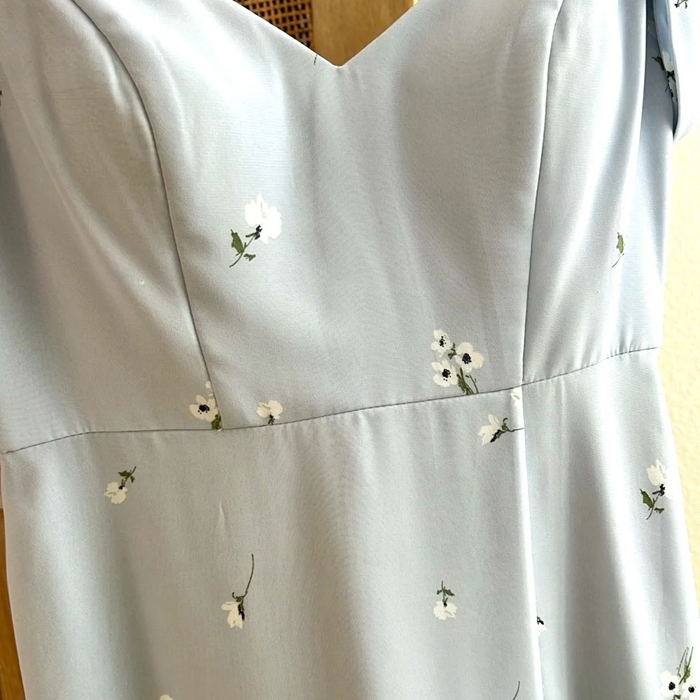 Jenny Yoo Bridesmaid Priya Dress size 0 Baby Blue Periwinkle Color White flower - Picture 8 of 12